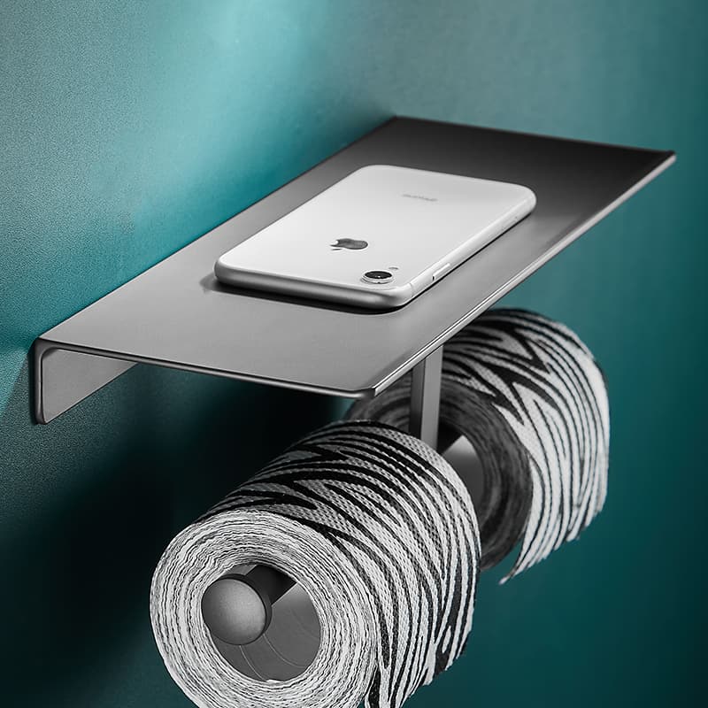 トイレットペーパーホルダー 多機能棚付き二連ホルダー