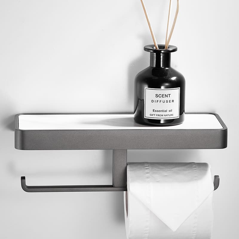 トイレットペーパーホルダー 多機能棚付き2連ホルダー