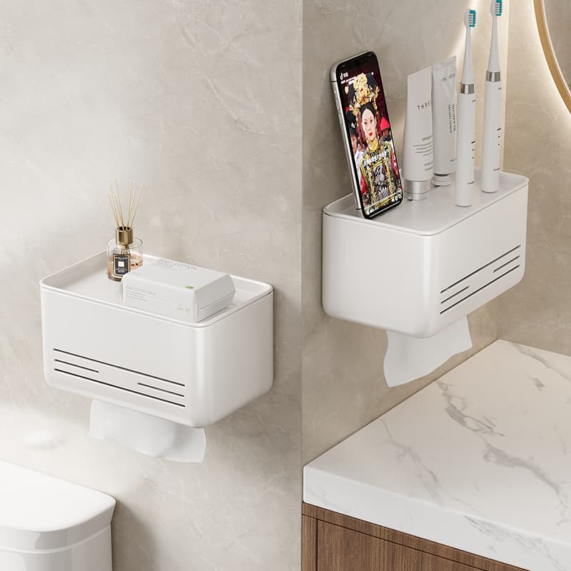 トイレットペーパーホルダー 多機能壁掛け式トイレットペーパーホルダー収納棚