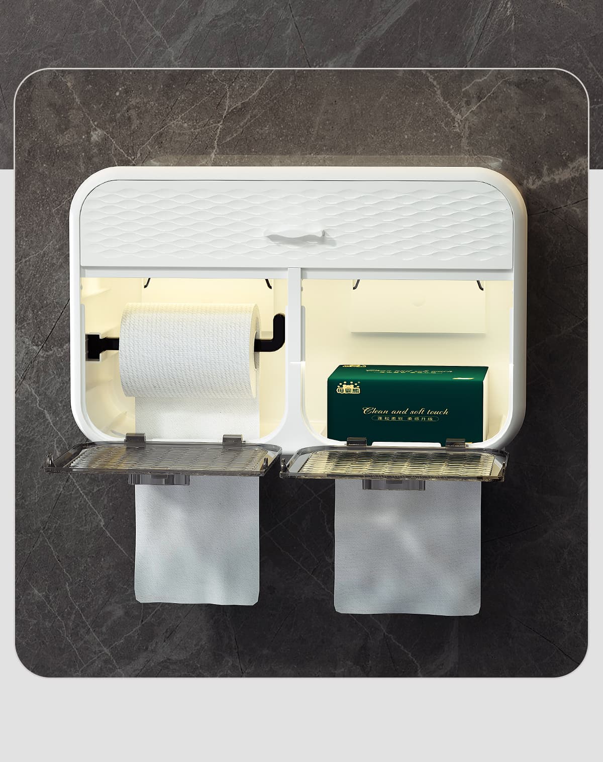 トイレットペーパーホルダー 収納力抜群の二段式ペーパーホルダー