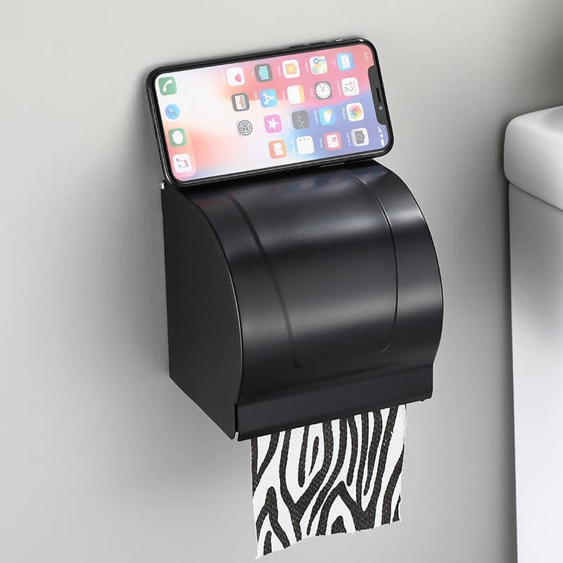 トイレットペーパーホルダー スマホ置き場付きペーパーカバー