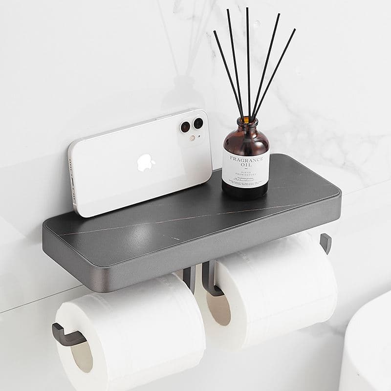 トイレットペーパーホルダー 多機能棚付き二連ペーパーホルダー