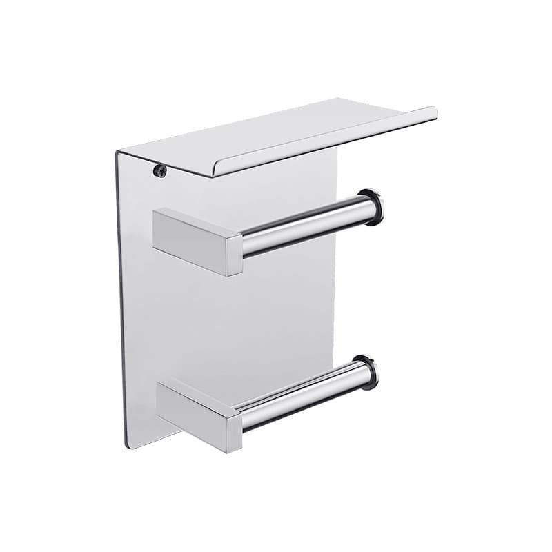 トイレットペーパーホルダー 多機能収納棚付き壁掛け式2連トイレットペーパーホルダー