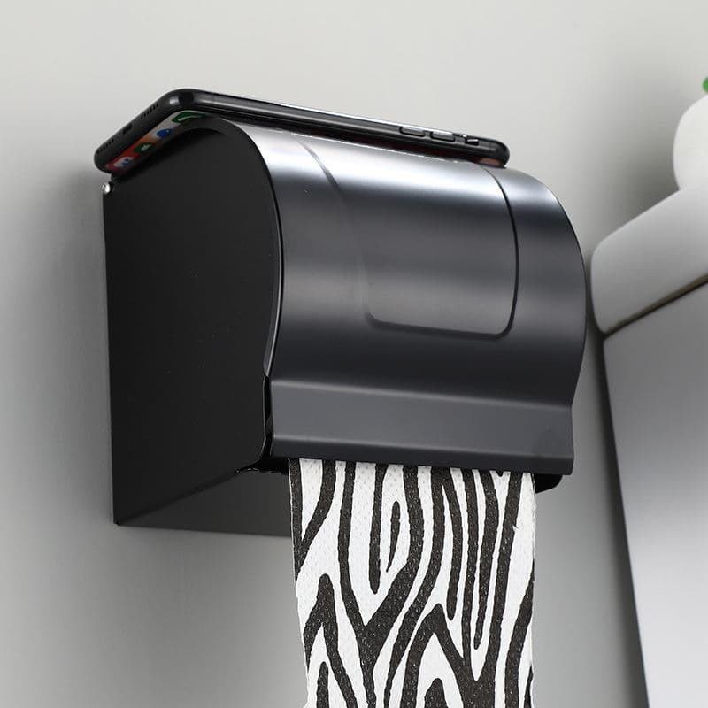 トイレットペーパーホルダー スマホ置き場付きペーパーカバー