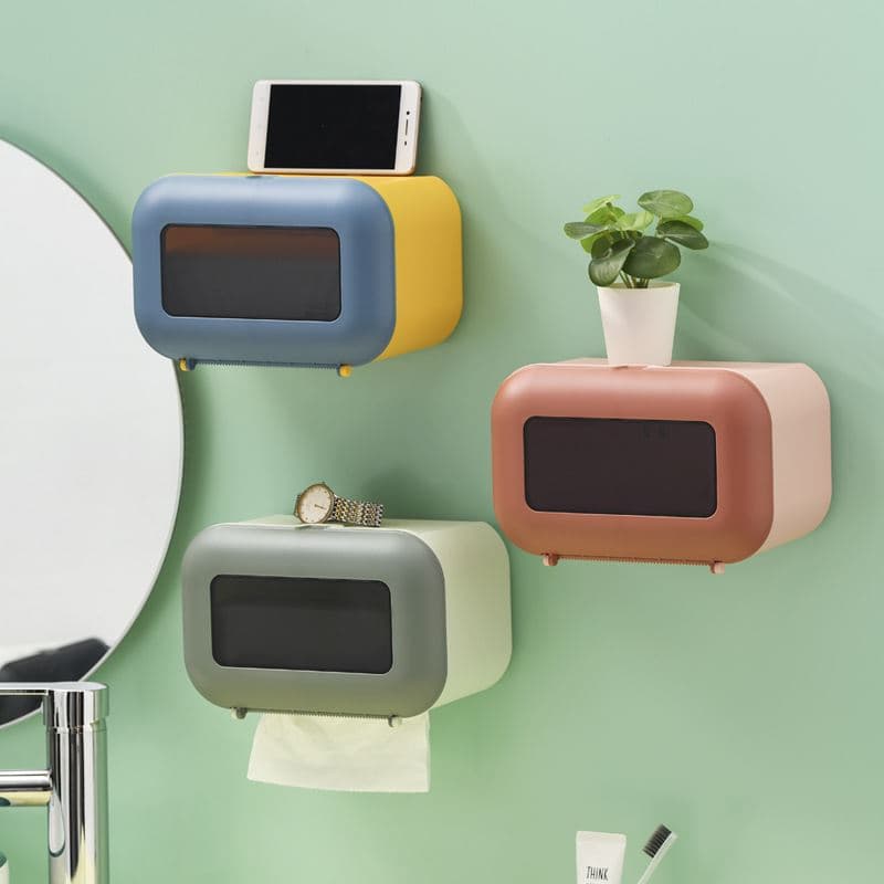 トイレットペーパーホルダー レトロテレビ型ペーパーホルダー棚