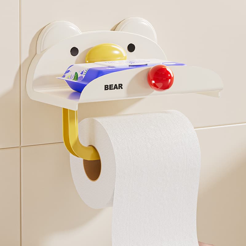 トイレットペーパーホルダー 動物デザイン収納付きホルダー