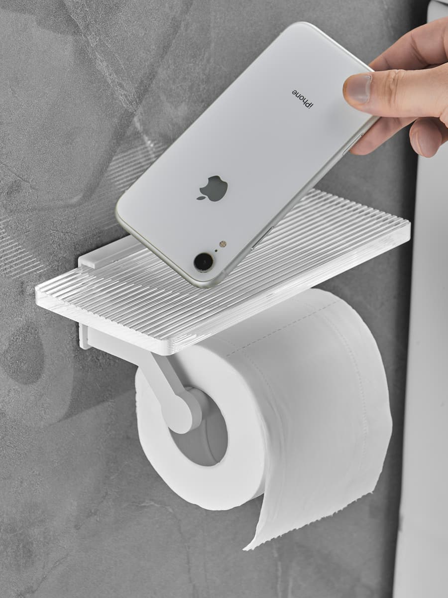 トイレットペーパーホルダー 滑り止め付き多機能トイレットペーパーホルダー棚