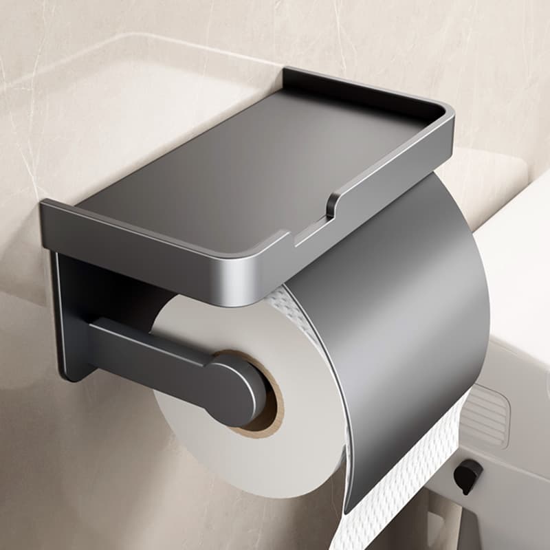 トイレットペーパーホルダー 壁掛け式紙巻器付き小物置き棚